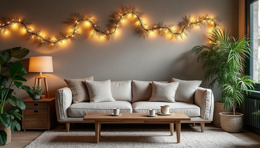 Quelles idées de décoration avec une guirlande murale dans le salon ?