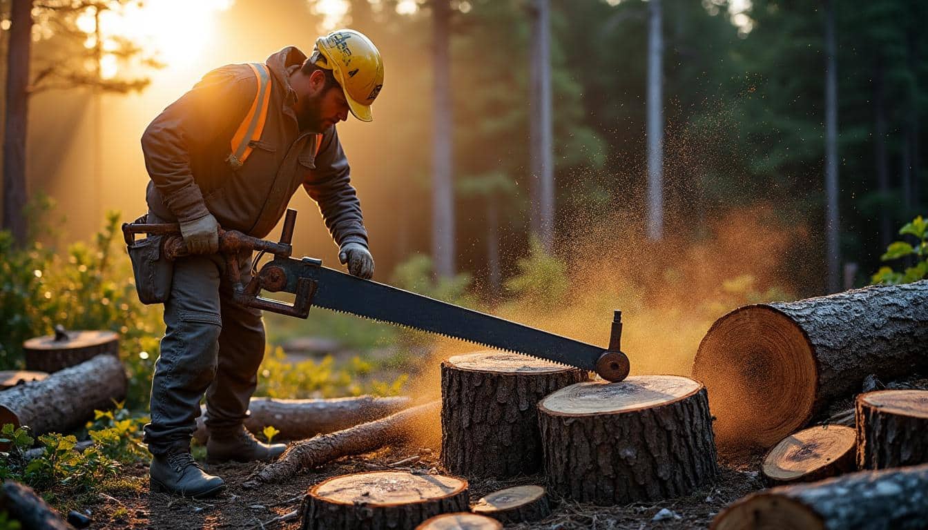Illustration: Comprendre la scie à grume : fonctionnement, modèles et usages forestiers